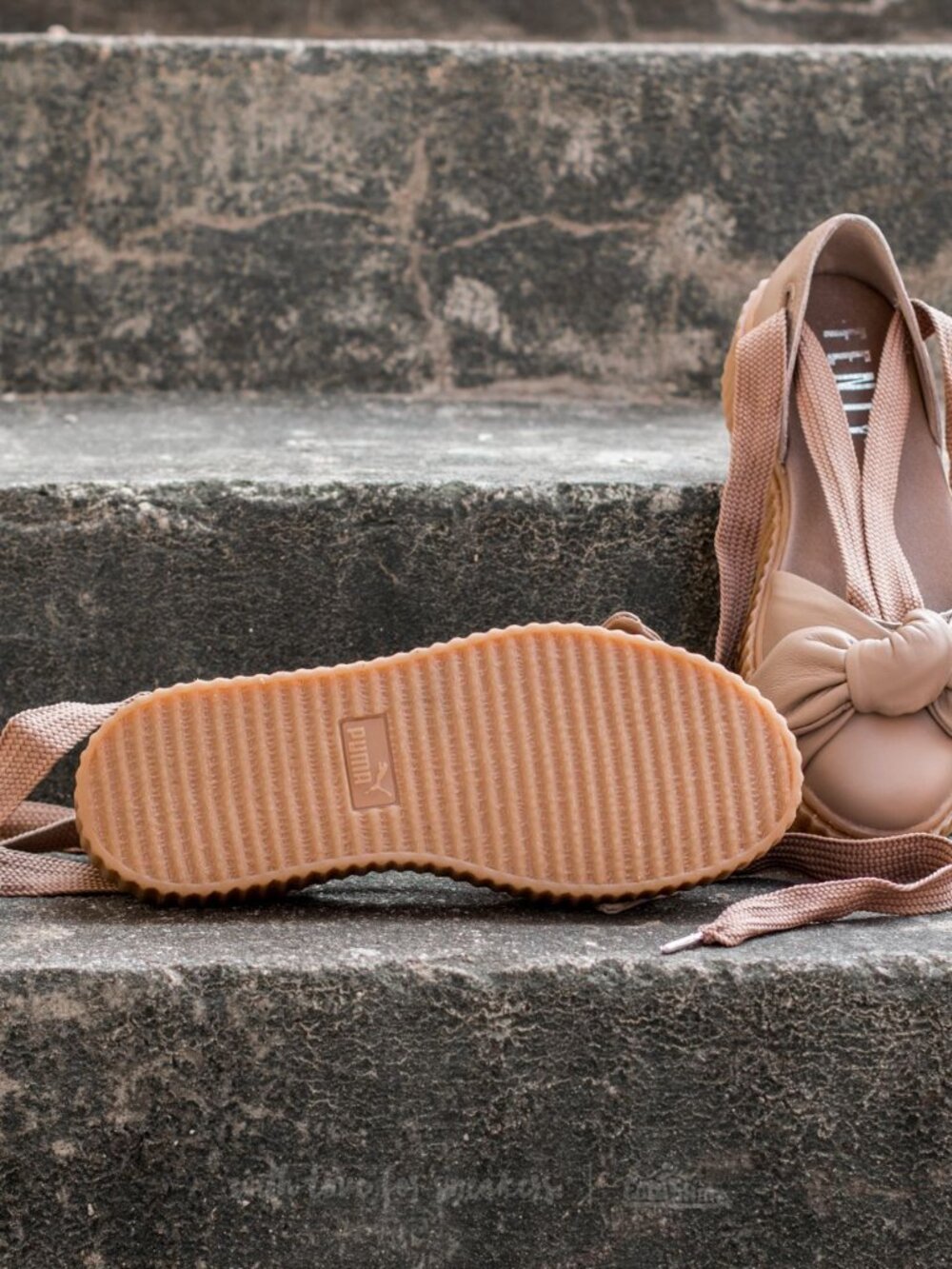 PUMA x FENTY RIHANNA Bow Creeper Sandals - Natural Oatmeal Leather Size 9.5 - Picture 8 of 10